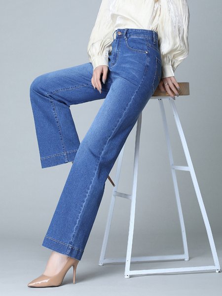 

Plain Denim Loose Casual Jeans, Light blue, Denim&Jeans