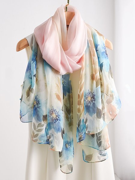 

Vacation Floral Printed Lightweight Chiffon Scarf, Color7, Gloves