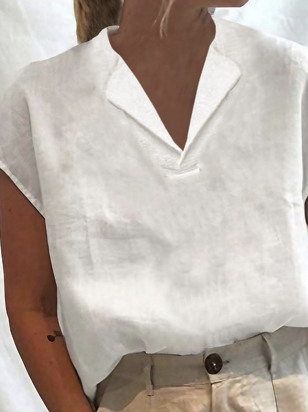 

Shirt Blouse Women's White Solid Color Shirt Collar Street Daily Fashion Regular Fit S Linen women's clothing, Off white, Blouses & Shirts
