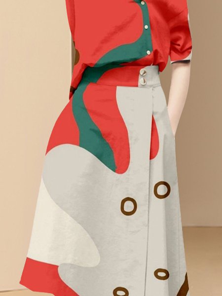 

Regular Fit Geometric Urban Skirt, Rose red, Skirts