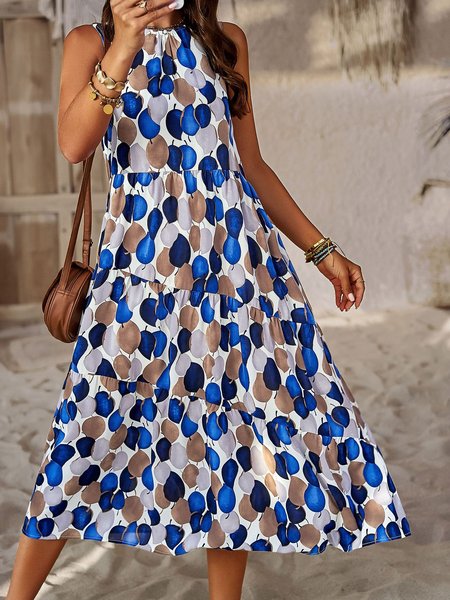 

Vacation Loose Dress With No Belt, Blue, Dresses