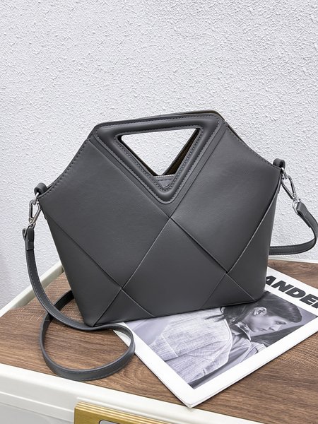 

Minimalist Woven Handbag Commuting Tote Bag with Cross-body Strap, Deep gray, Bags