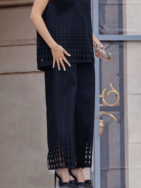 

Plain Urban Regular Fit Fashion Pants, Black, Pants