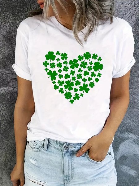 

Four-Leaf Clover Casual T-Shirt, White, T-Shirts