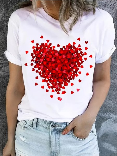 

Loose Cotton Crew Neck Casual T-Shirt, White, T-Shirts