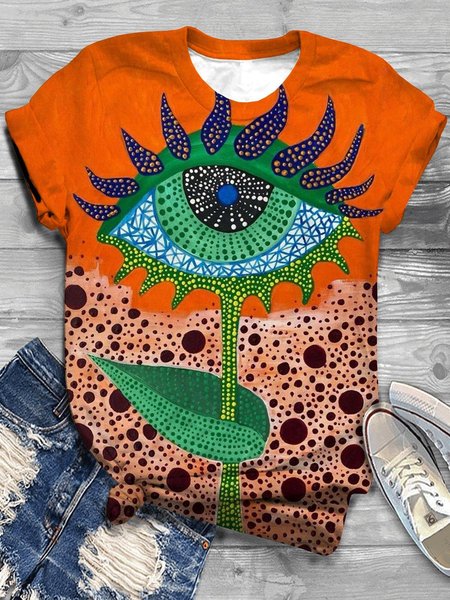 

Casual Graffiti Crew Neck T-Shirt, Orange, T-Shirts