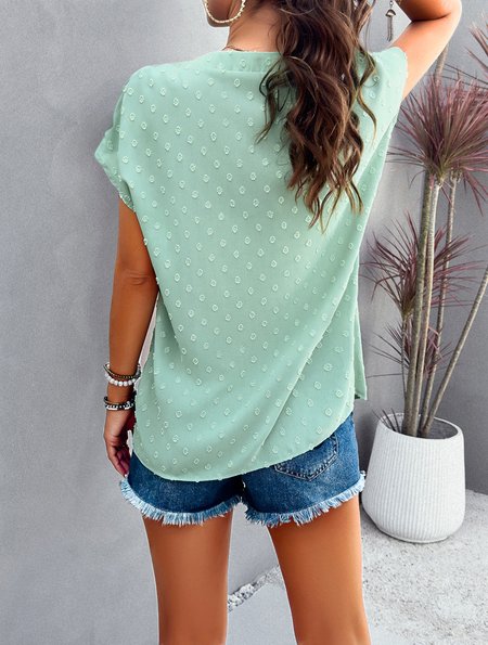 

Loose Plain Casual V Neck Shirt, Green, Shirts & Blouses