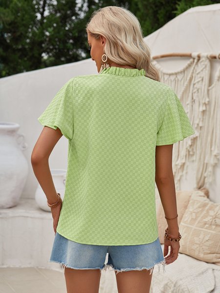 

Casual Plain Loose V Neck Shirt, Green, Shirts & Blouses