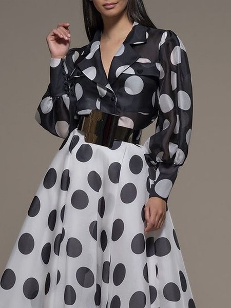 

Elegant Polka Dots Regular Fit Blouse, Black, Blouses and Shirts