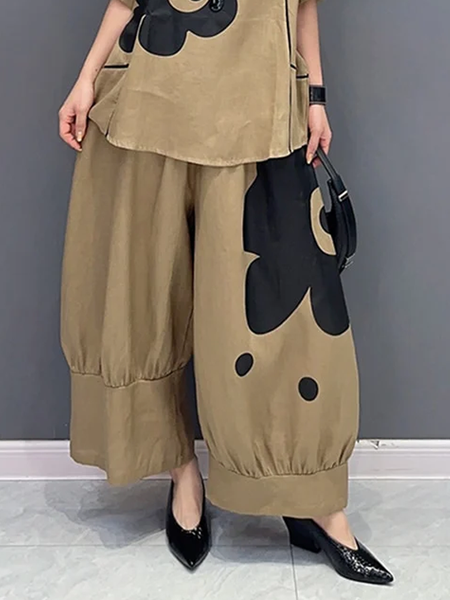 

Floral Loose Urban Pants Straight pants, Khaki, Pants