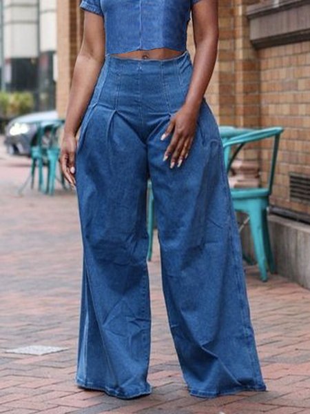

Denim Plain Regular Fit Casual Jeans, Blue, Jeans