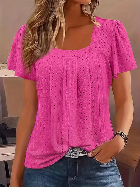 Casual Loose Square Neck Knitted T Shirt