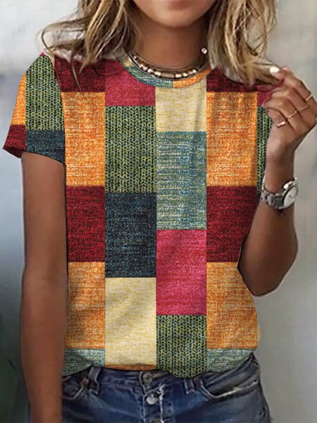 

Color Block Casual T-Shirt, Multicolor, T-Shirts