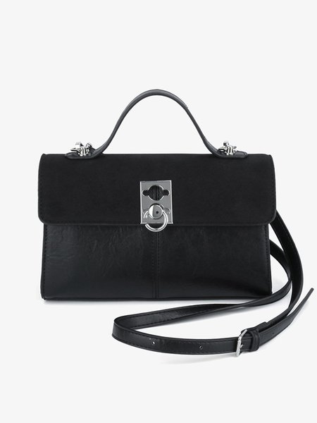 

Minimalist Twist Lock Handbag with Detachable Crossbody Strap, Black, Bags