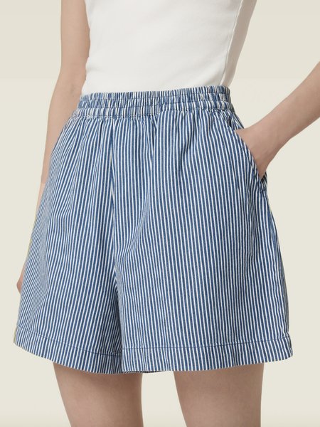 

Casual Striped Natural Shorts, Blue, Shorts
