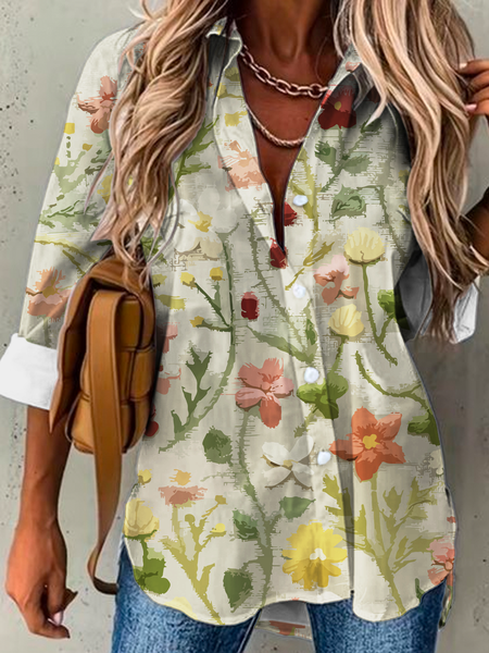 

Women’s Blouse Shirts Floral Print Blouse Shirt Collar, Green, Blouses & Shirts