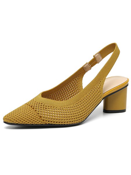 

Casual Plain Slip On Block Heel Chunky Heel Sandals, Yellow, Sandals