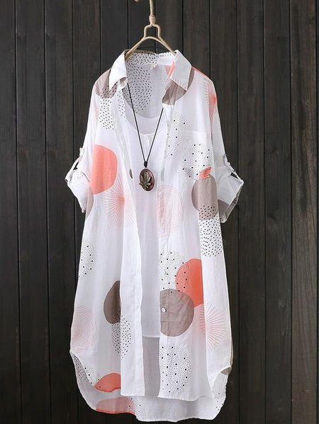 

Shirt Collar Casual Loose Blouse, Red, Blouses & Shirts
