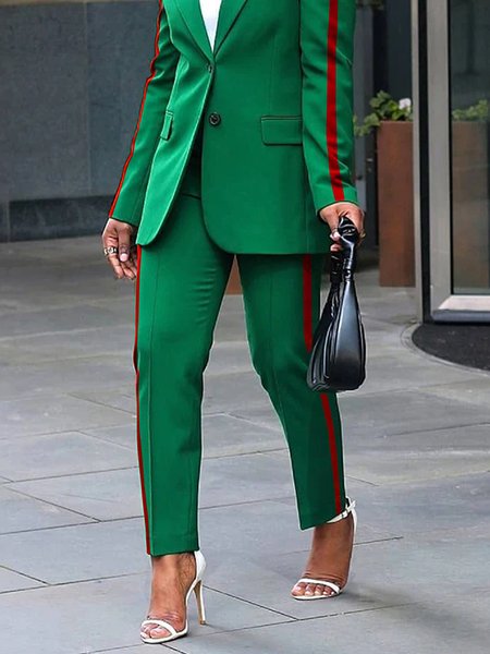 

Color Block Regular Fit Urban Fashion Pants, Green, Pants