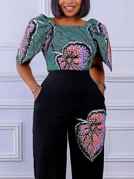 

Crew Neck Regular Fit Leaf Urban Shirt, As picture, Blouses and Shirts