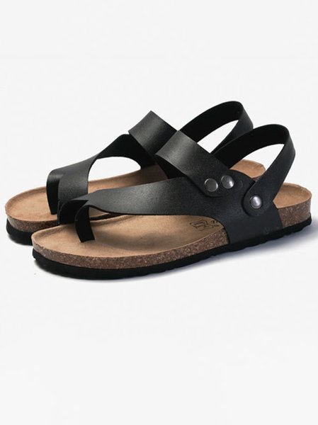 

Casual Plain Slip On Flat Heel Slide Sandals, Black, Sandals