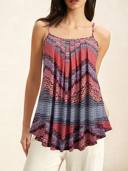 

Casual Ethnic Tank Top, Orange red, Tanks & Camis