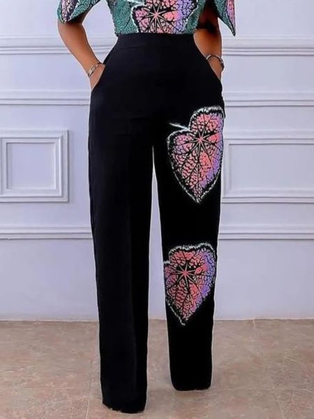 

Leaf Regular Fit Urban Fashion Pants, Black, Pants