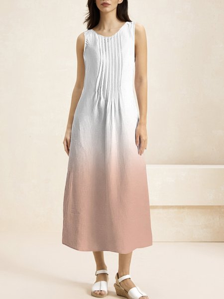 

Women Ombre Crew Neck Sleeveless Comfy Casual Lace Maxi Dress, Pink, Dresses