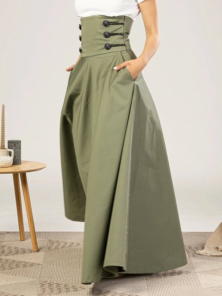 

Urban Daily Plain Regular Fit Skirt, Green, Skirts