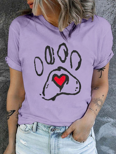 

Funny Dog Text Letters Crew Neck Cotton Casual T-Shirt, Purple, T-shirts