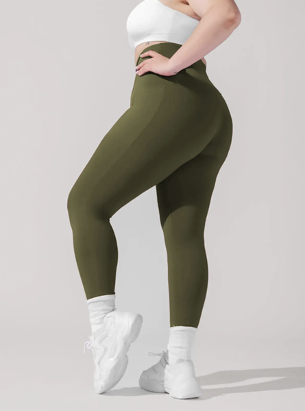 

Plain Tight Sports Leggings, Darkgreen, Plus Pants