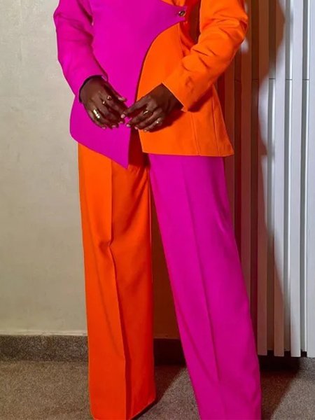 

Color Block Urban Regular Fit Fashion Pants, As picture, Pants
