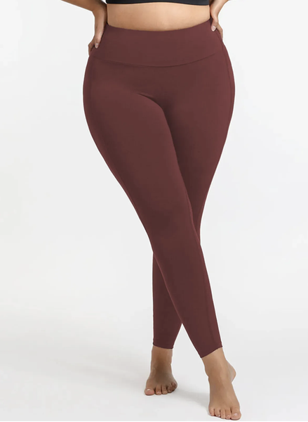 

Tight Sports Plain Leggings, Dark pink, Plus Pants