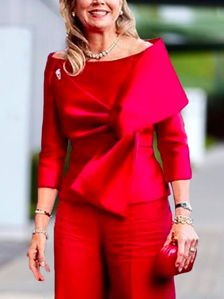 

Boat Neck Plain Urban Regular Fit Shirt, Red, Blouses and Shirts