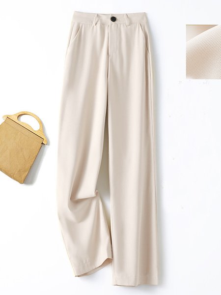 

Casual Plain Long Pant, Apricot, Pants