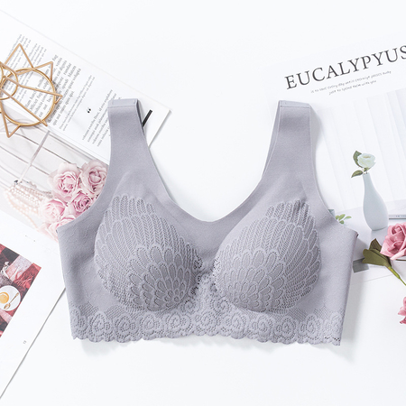 

Lace Butterfly Ice Silk Seamless Wrap Chest Vest Underwear, Gray, Bra & Bra Sets