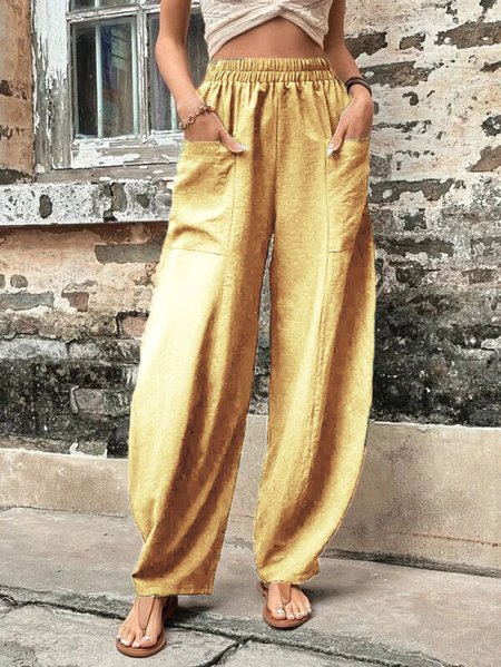 

Casual Plain Long Pant, Khaki, Pants
