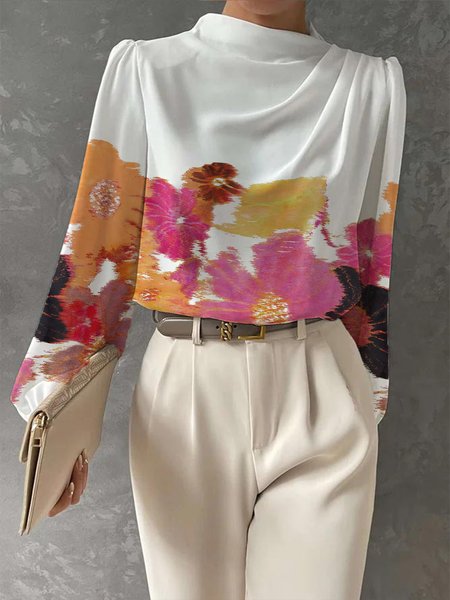 

Floral Elegant Regular Fit Shirt, As picture, Blouses and Shirts