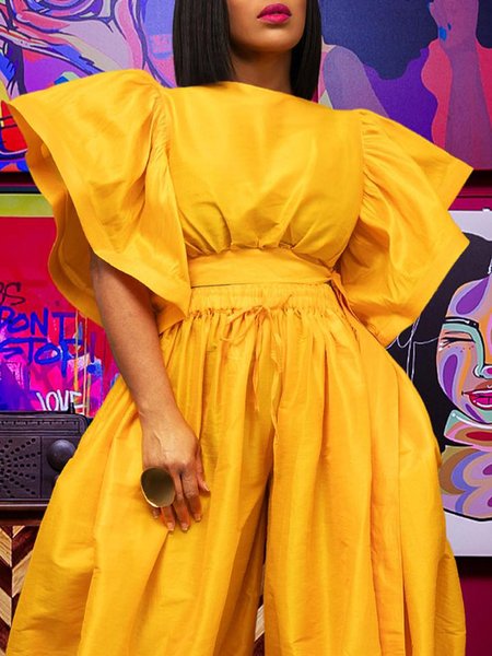 

Regular Fit Plain Crew Neck Urban Shirt, Yellow, Blouses and Shirts