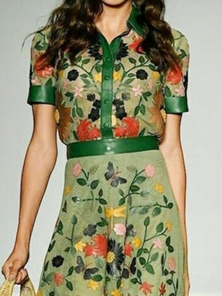 Floral Loose Urban Split Joint Blouse, As picture, Blouses and Shirts