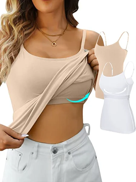 

Women's Gallus Camisole Summer Plain Spaghetti Daily Going Out Casual Top White, Nude, Tanks & Camis