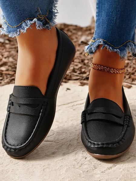 

Plain Casual All Season Shallow Shoes, Black, Flats & Loafers