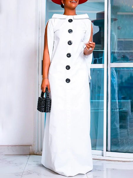 

Elegant Plain Loose Sleeveless Maxi Dress, White, Maxi Dresses