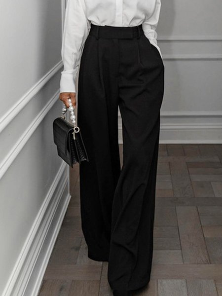 

Plain Urban Loose Pants, Black, Pants