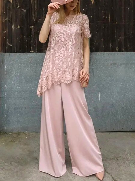 

Elegant Plain Silk Fabrics Matching Outfit, Pink, Suit Set