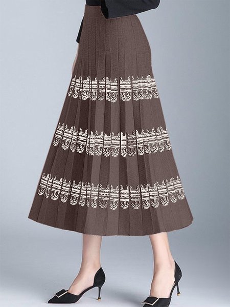 

Boho Ethnic A-Line Natural Maxi Skirt, Coffee, Skirts