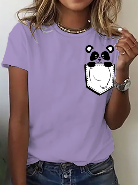 Cotton Casual Animal T-Shirt, Lavender, T-shirts