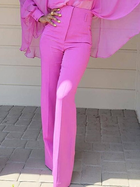 

Regular Fit Elegant Long Pants Straight pants, Rose red, Pants