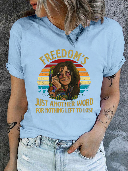 

Cotton Freedom's Just Another Word For Nothing Left To Lose Vintage Comfort Colors Casual Crew Neck T-Shirt, Light blue, T-shirts