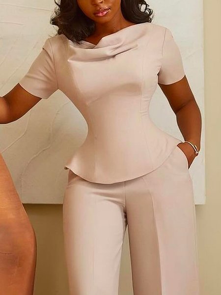 

Plain Short Sleeve Urban Regular Fit Shirt, As picture, Blouses and Shirts